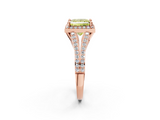 Rose gold Fancy Yellow Princess  Halo Split Shank Diamond Ring with Prong Setting_2