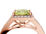 Rose gold Fancy Yellow Princess  Halo Split Shank Diamond Ring with Prong Setting_4