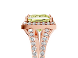 Rose gold Fancy Yellow Princess  Halo Split Shank Diamond Ring with Prong Setting_5
