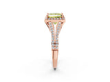 Rose gold Fancy Yellow Princess  Halo Split Shank Pave Diamond Ring with Four-Prong Setting_31