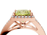 Rose gold Fancy Yellow Princess  Halo Split Shank Pave Diamond Ring with Four-Prong Setting_33