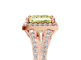 Rose gold Fancy Yellow Princess  Halo Split Shank Pave Diamond Ring with Four-Prong Setting_34