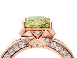 Rose gold Fancy Yellow Princess  Halo Split Shank Pave Diamond Ring with Petal Prong Setting_25