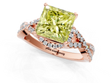 Rose gold Fancy Yellow Princess  Halo Twist Band Solitaire Prong Setting Ring_1