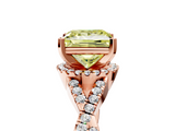 Rose gold Fancy Yellow Princess  Halo Twist Band Solitaire Prong Setting Ring_5
