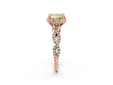 Rose gold Fancy Yellow Princess  Halo Twist Band Solitaire Ring with Six-Prong Setting_35