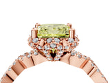 Rose gold Fancy Yellow Princess  Halo Twist Band Solitaire Ring with Six-Prong Setting_37