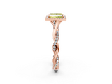 Rose gold Fancy Yellow Princess  Halo Twist Band Solitaire Ring_2