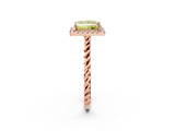 Rose gold Fancy Yellow Princess  Halo Twisted Band Four-Prong Diamond Ring_2