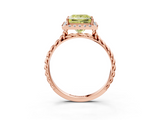 Rose gold Fancy Yellow Princess  Halo Twisted Band Four-Prong Diamond Ring_3
