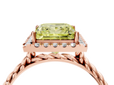 Rose gold Fancy Yellow Princess  Halo Twisted Band Four-Prong Diamond Ring_4
