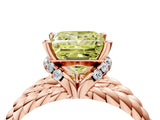 Rose gold Fancy Yellow Princess  Halo Twisted Band Four-Prong Ring_41