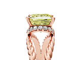 Rose gold Fancy Yellow Princess  Halo Twisted Band Four-Prong Ring_42