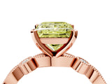 Rose gold Fancy Yellow Princess  Milgrain Bezel Diamond Engagement Ring with Solitaire Prong Setting_52