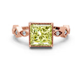 Rose gold Fancy Yellow Princess  Milgrain Marquise Diamond Twist Band Ring_65