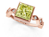 Rose gold Fancy Yellow Princess  Milgrain Marquise Diamond Twist Band Ring_66