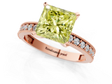Rose gold Fancy Yellow Princess  Milgrain Pave Diamond Engagement Ring with Four-Prong Setting_1