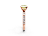 Rose gold Fancy Yellow Princess  Milgrain Pave Diamond Engagement Ring with Four-Prong Setting_2