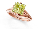 Rose gold Fancy Yellow Princess  Solitaire Beaded Band Six-Prong Setting_1