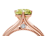 Rose gold Fancy Yellow Princess  Solitaire Beaded Band Six-Prong Setting_4