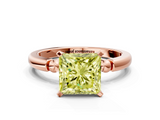 Rose gold Fancy Yellow Princess  Solitaire Beaded Band with Four-Prong Setting