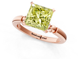 Rose gold Fancy Yellow Princess  Solitaire Beaded Band with Four-Prong Setting_1