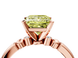 Rose gold Fancy Yellow Princess  Solitaire Beaded Band with Four-Prong Setting_4