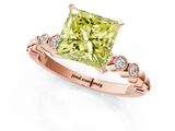 Rose gold Fancy Yellow Princess  Solitaire Bezel Accent Diamond Engagement Ring with Beaded Band and Four-Prong Setting_1