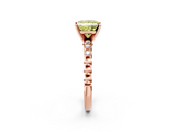 Rose gold Fancy Yellow Princess  Solitaire Bezel Accent Diamond Engagement Ring with Beaded Band and Four-Prong Setting_2