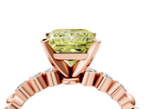 Rose gold Fancy Yellow Princess  Solitaire Bezel Accent Diamond Engagement Ring with Beaded Band and Four-Prong Setting_4