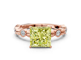 Rose gold Fancy Yellow Princess  Solitaire Bezel-Set Diamond Ring with Beaded Band and Four-Prong Setting_29