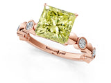 Rose gold Fancy Yellow Princess  Solitaire Bezel-Set Diamond Ring with Beaded Band and Four-Prong Setting_30