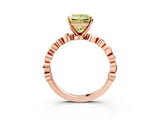 Rose gold Fancy Yellow Princess  Solitaire Bezel-Set Diamond Ring with Beaded Band and Four-Prong Setting_32