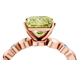 Rose gold Fancy Yellow Princess  Solitaire Bezel-Set Diamond Ring with Beaded Band and Four-Prong Setting_33