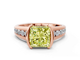 Rose gold Fancy Yellow Princess  Solitaire Bezel-Set Diamond Ring with Channel-Set Band
