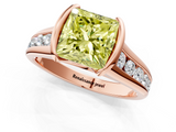 Rose gold Fancy Yellow Princess  Solitaire Bezel-Set Diamond Ring with Channel-Set Band_1