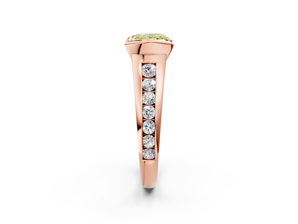 Rose Gold Princess Cut Half Bezel Engagement Ring Setting for Fancy Yellow Center