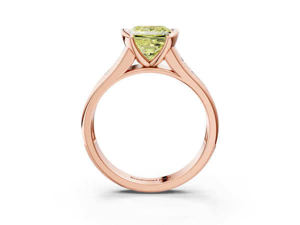 Rose Gold Princess Cut Half Bezel Engagement Ring Setting for Fancy Yellow Center