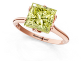 Rose gold Fancy Yellow Princess  Solitaire Cathedral Diamond Ring with Six-Prong Setting_1