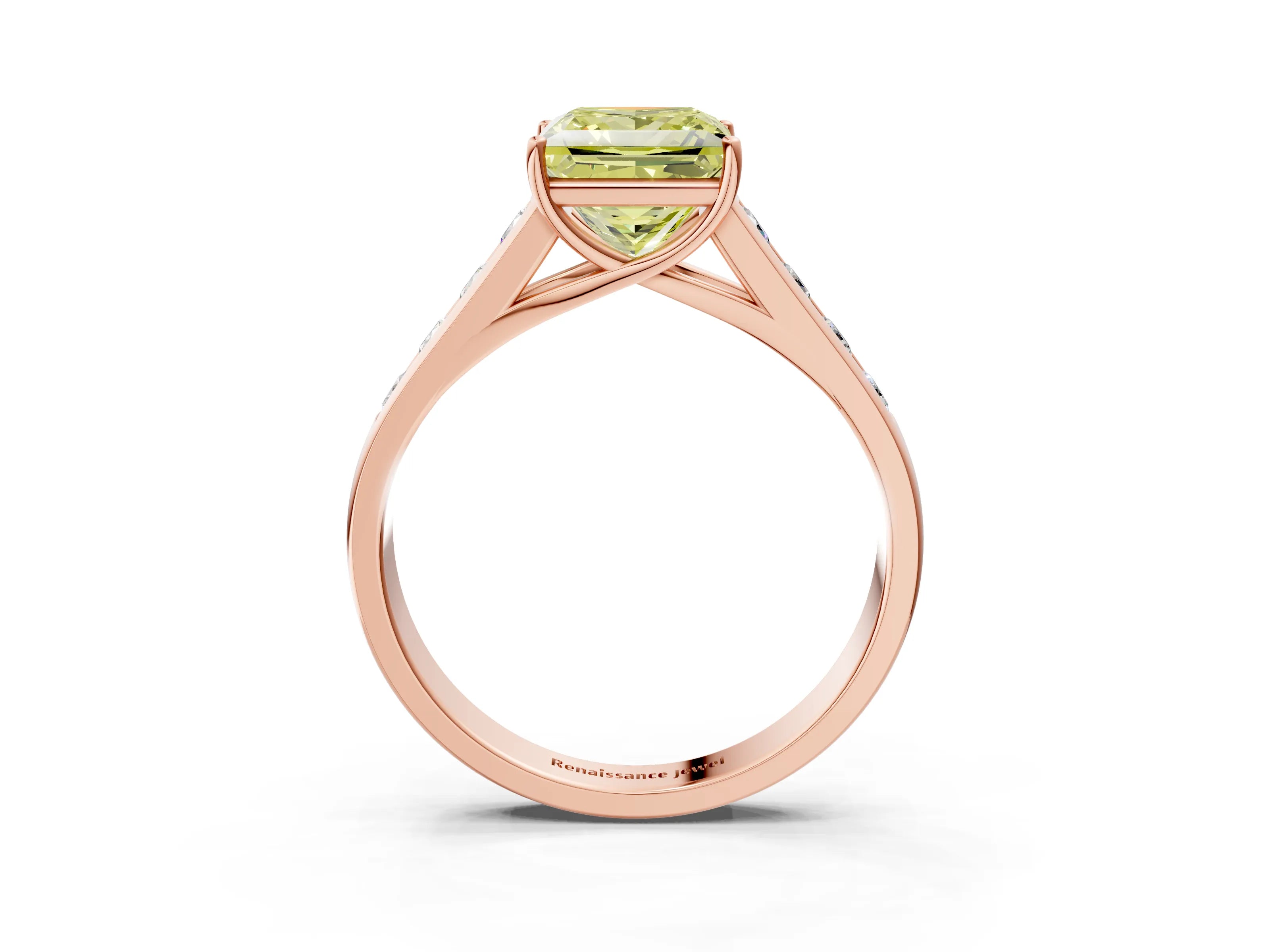 Rose gold Fancy Yellow Princess  Solitaire Channel-Set Diamond Engagement Ring with Four-Prong Setting_32