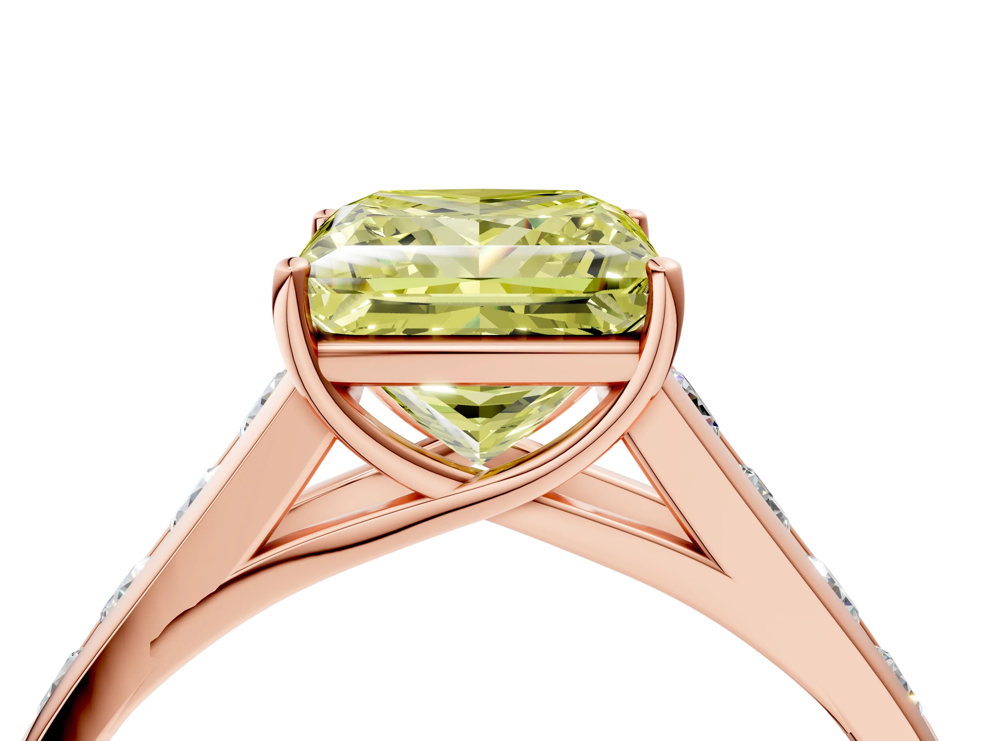 Rose gold Fancy Yellow Princess  Solitaire Channel-Set Diamond Engagement Ring with Four-Prong Setting_33