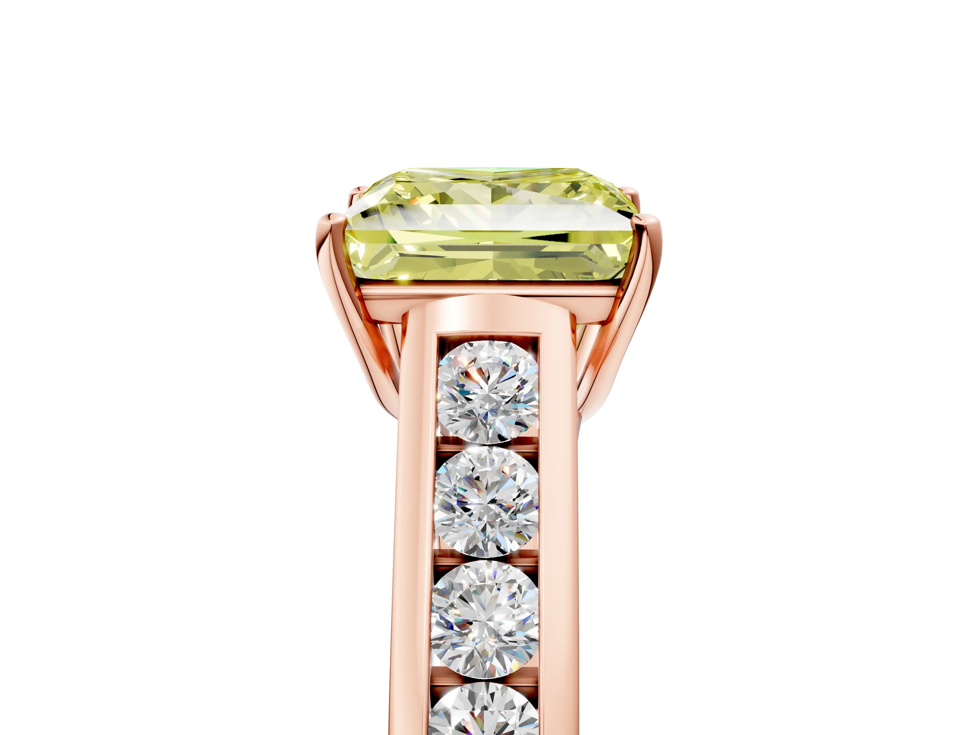 Rose gold Fancy Yellow Princess  Solitaire Channel-Set Diamond Engagement Ring with Four-Prong Setting_34