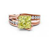 Rose gold Fancy Yellow Princess  Solitaire Channel-Set Split Shank Ring with Tension Prong Setting_3