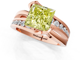 Rose gold Fancy Yellow Princess  Solitaire Channel-Set Split Shank Ring with Tension Prong Setting_4