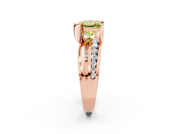 Rose gold Fancy Yellow Princess  Solitaire Channel-Set Split Shank Ring with Tension Prong Setting