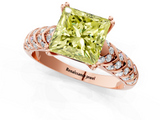 Rose gold Fancy Yellow Princess  Solitaire Chevron Pave Diamond Engagement Ring with Six-Prong Setting_1