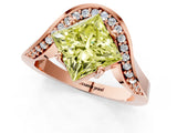 Rose gold Fancy Yellow Princess  Solitaire Diamond Engagement Ring with Pave Band and Four-Prong Setting 1