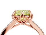 Rose gold Fancy Yellow Princess  Solitaire Diamond Engagement Ring with Pave Band and Six-Prong Setting_4