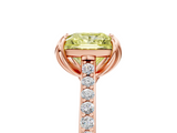 Rose gold Fancy Yellow Princess  Solitaire Diamond Engagement Ring with Pave Band and Six-Prong Setting_5