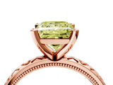 Rose gold Fancy Yellow Princess  Solitaire Diamond Engagement Ring with XO Engraved Band and Four-Prong Setting 5